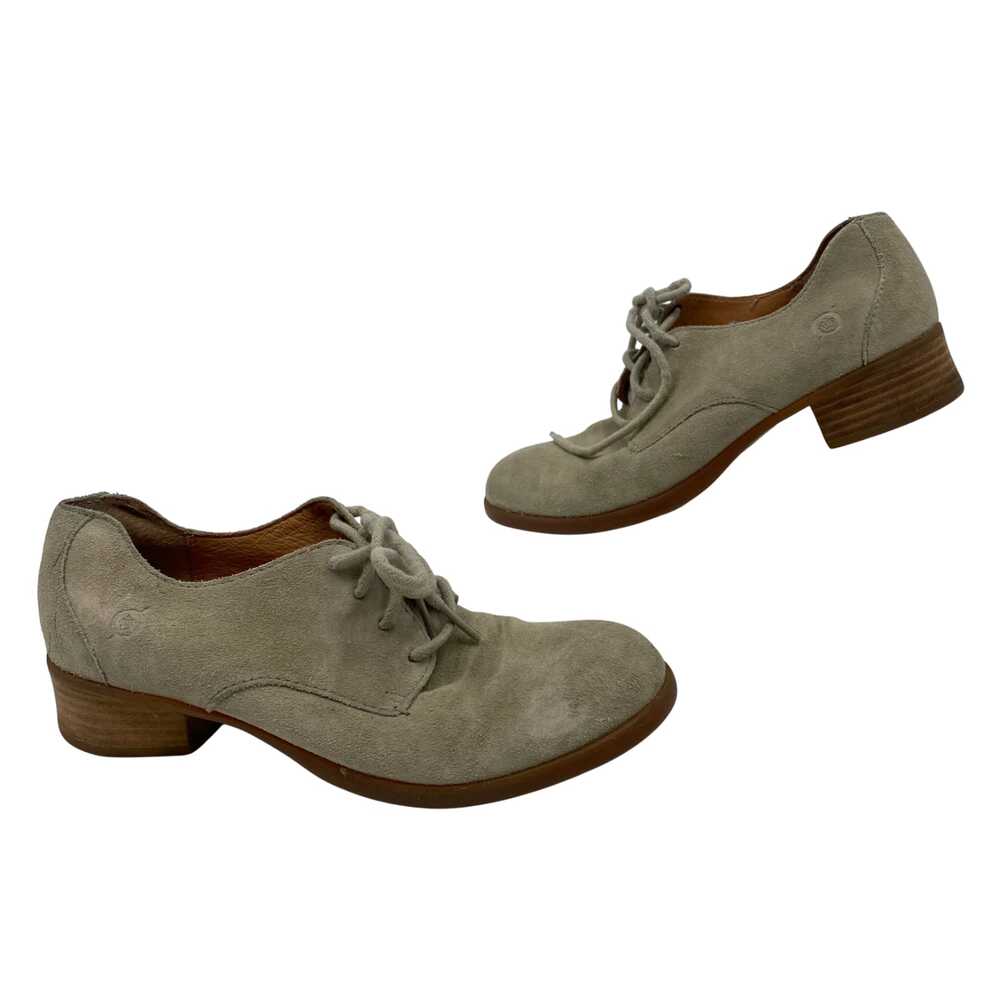 Born Gray Leather Block Heel Shoes | Women’s Size 7